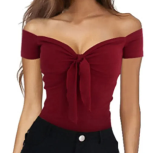 Elegant V-Neck Backless Short Sleeve Beach Party Slim T-shirt