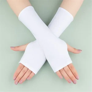 Casual Wrist Solid Mittens Sunscreen Protection Fingerless Long Gloves