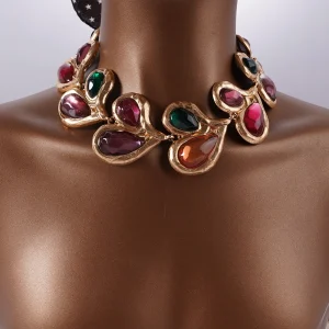 European Exaggerated Heart-shaped Banquet Stainless Steel Colored Necklace