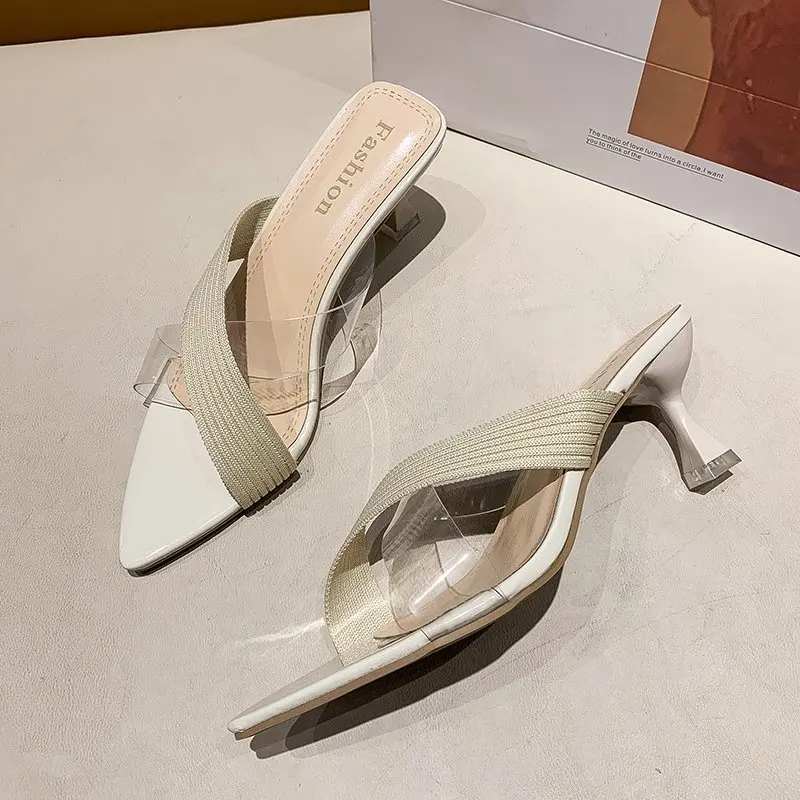 Formal Ankle Strap Kitten High Heels Mules Slip-on Sandals - Image 4