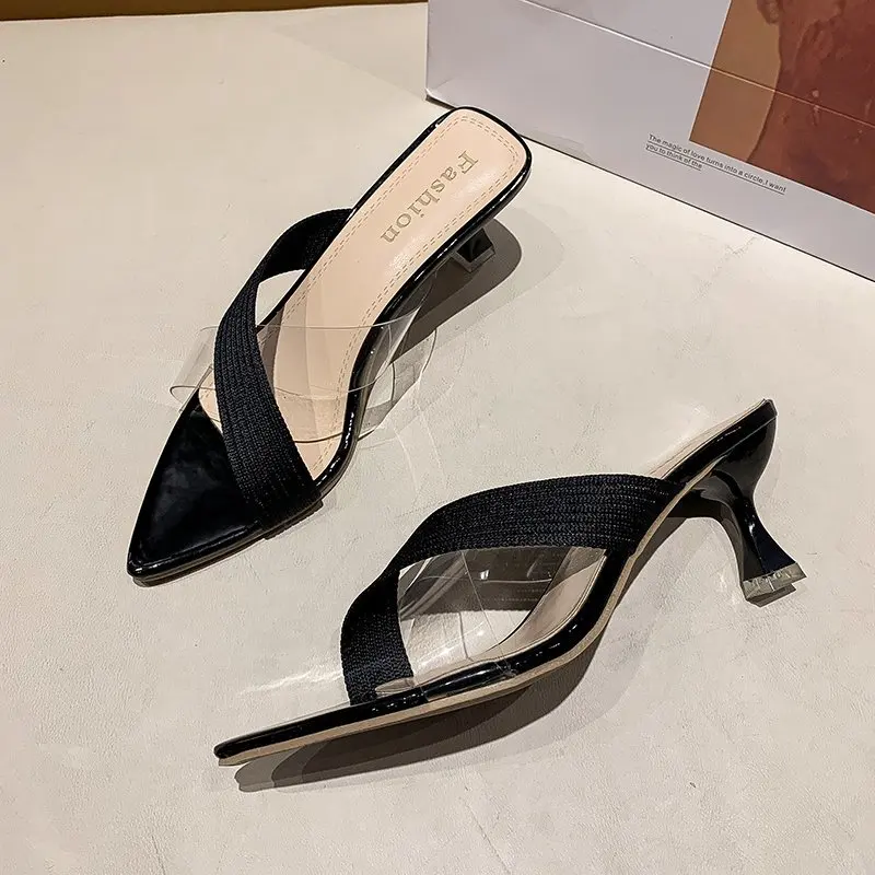 Formal Ankle Strap Kitten High Heels Mules Slip-on Sandals - Image 3