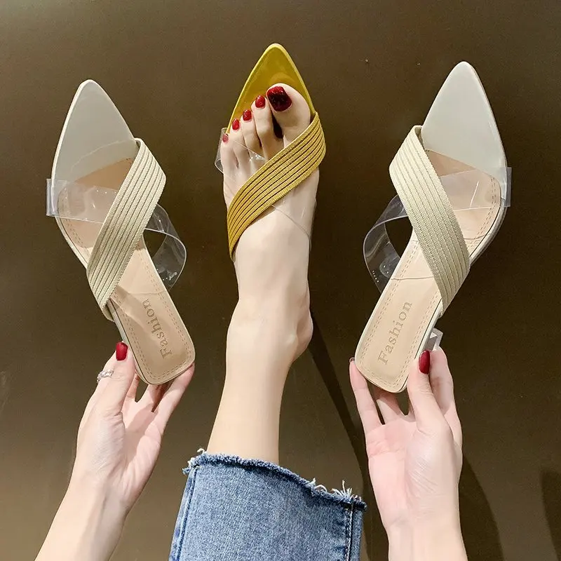 Formal Ankle Strap Kitten High Heels Mules Slip-on Sandals - Image 6