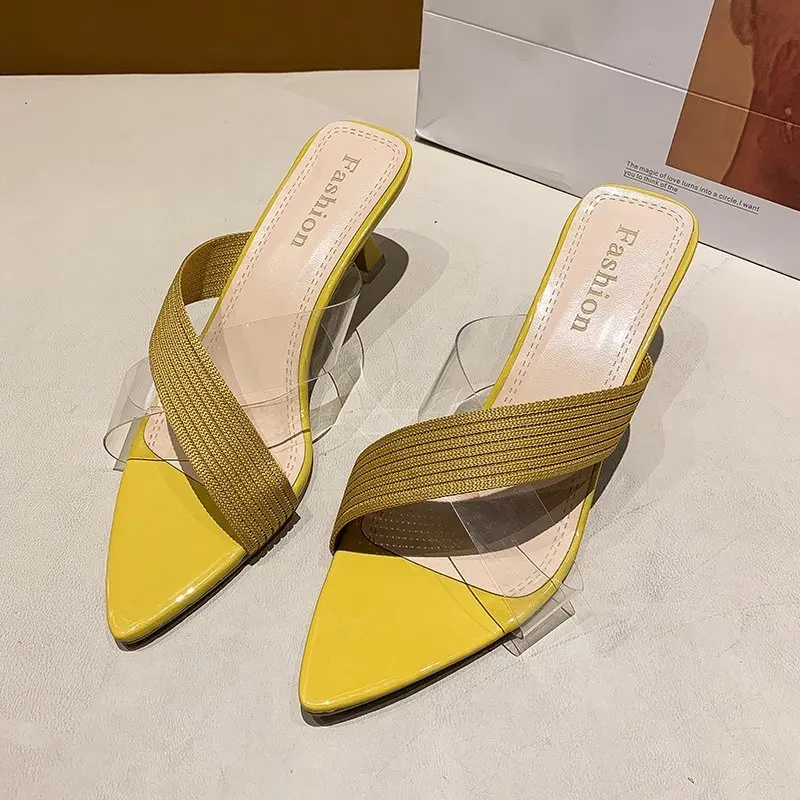 Formal Ankle Strap Kitten High Heels Mules Slip-on Sandals - Image 2