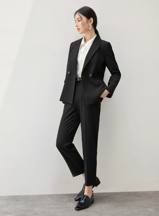 Formal Office Style Blazer And Ankle-length Pencil Pant 2 Piece Sets