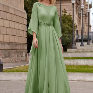 Gorgeous Jewel Neck Half Sleeves A-Line Ankle-Length Wedding Guest Dresses