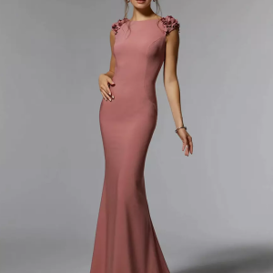 Gorgeous Jewel Neck Sleeveless Mermaid Beaded Floor-Length Dresses