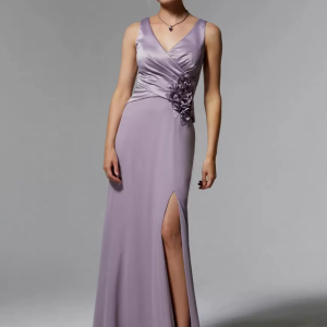 Gorgeous V-Neck Sleeveless Mermaid Flowers With Train Dresses