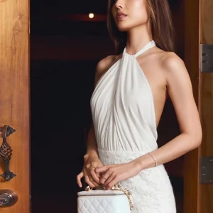 Halter Off Shoulder Backless Patchwork Hem Midnight Club Party Ruched Dress