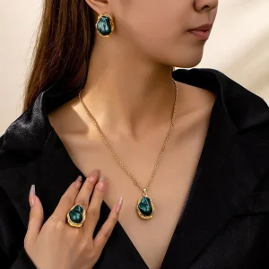 Imitation Pearl Necklace With Irregular Inlay Chain Jewelry Sets