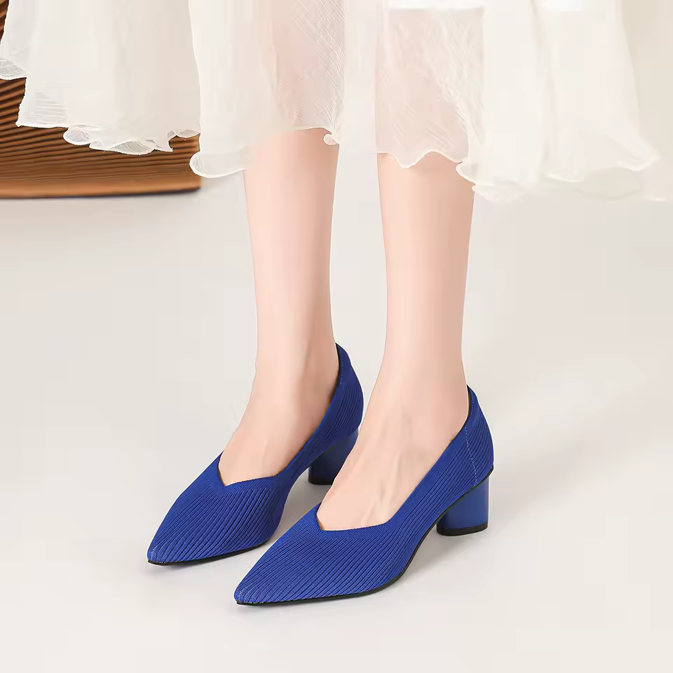 Formal Knitted Breathable Anti slip Rubber Sling-backs Sole Shoes