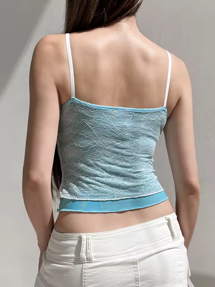 Lace Spliced Bow Simple Causal Design Blouses Camisole Tops - Image 4