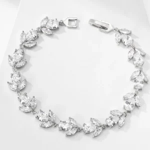 Luxury AAA Cubic Zirconia High Quality Leaf Charm Bracelet Bangles