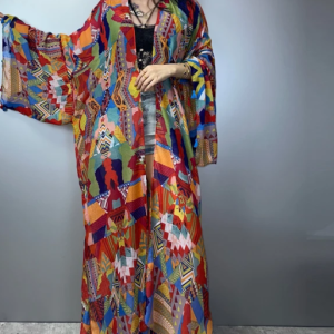 Luxury Bohemian Print Cover Up Loose Tassels Long Dresses