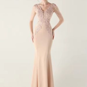 Luxury Fashion Backless Lace Rhinestone Vestidos Maxi Dress