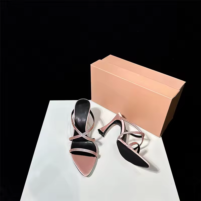 Luxury Rhinestones Pointed Toe Narrow Band High Heels Sandals - Image 11