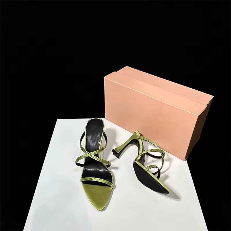 Luxury Rhinestones Pointed Toe Narrow Band High Heels Sandals - Image 10