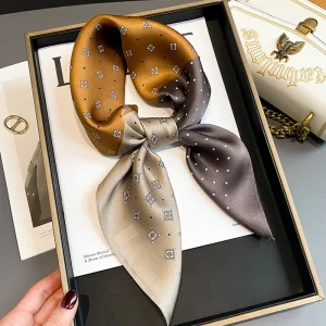 Luxury Shawls And Wraps Office Small Hair Neck Hijabs Kerchief Foulard Square Silk Scarf