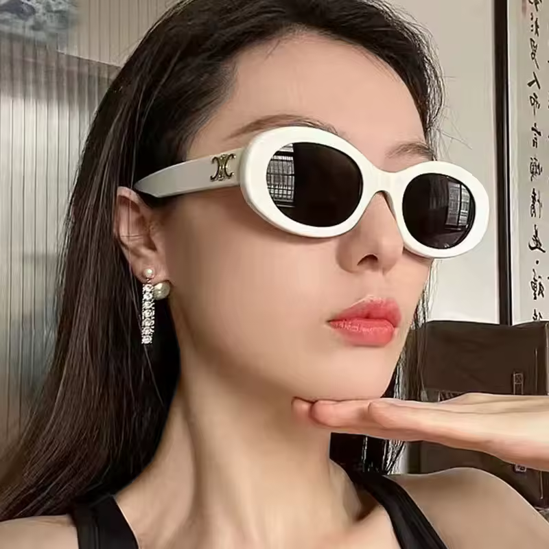 Luxury Triomphe Design Premium UV400 Protection Trendy Oval Sunglasses