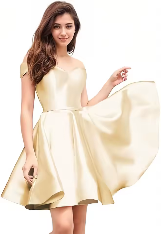 Off Shoulder Homecoming Satin Sweetheart Cocktail Party Prom Short Gown - Image 19