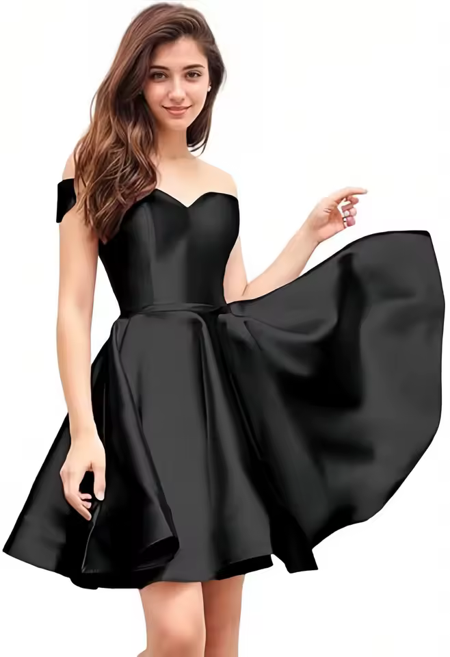 Off Shoulder Homecoming Satin Sweetheart Cocktail Party Prom Short Gown - Image 8