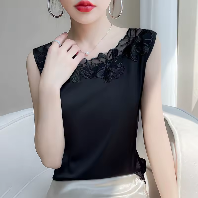 Rayon Lace Camisole Wear Loose Satin Sleeveless Tank Tops