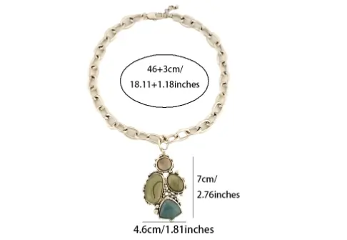 Retro Zircon Plant Link Chain Stainless Steel Long Earring Necklace Jewellery Set - Image 5