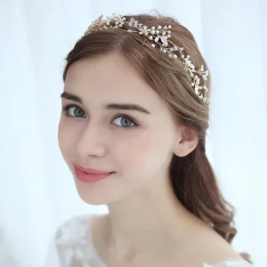 Rhinestone Flower Crystal Hair Jewelry Pearl Bride Wedding Tiara Hairband