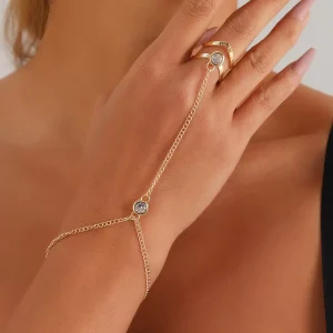 Rhinestone Solid Color Alloy Simple Chic Versatile Resort Wear Bracelets