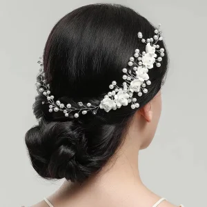 Romantic Plastic Pearl Wedding Flower Headpiece Bride Hair Combs