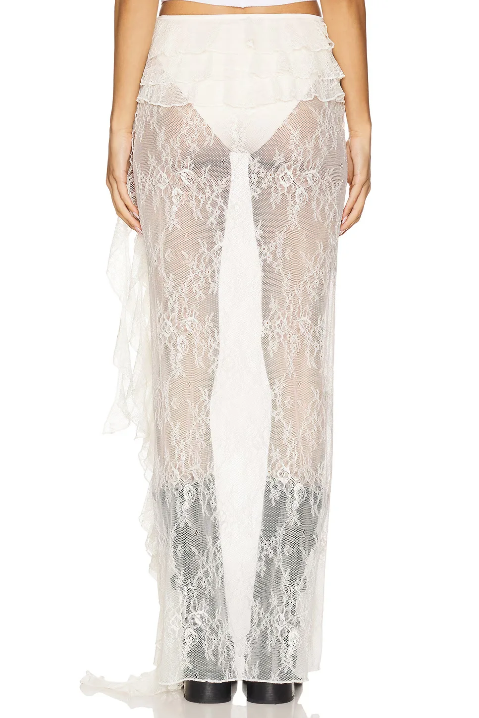 Ruffle Lace Maxi Skirt See Through Slim Club Party Beach Holiday Two Piece Set - Image 9