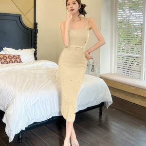 Sequin Elastic Bag Hip Sheath Pencil Long Slim Maxi knitted Sweater Dress