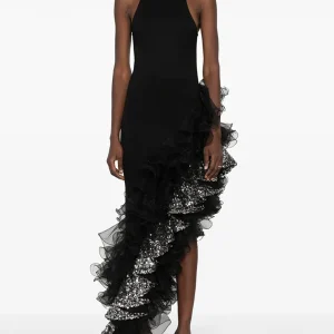 Sequines O Neck Sleeveless High Waist Temperament Dress