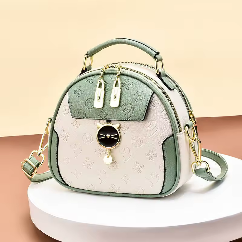 Simple Sequined Cute Small Round Metal Clash Wide Shoulder Strap Crossbody Bag - Image 2
