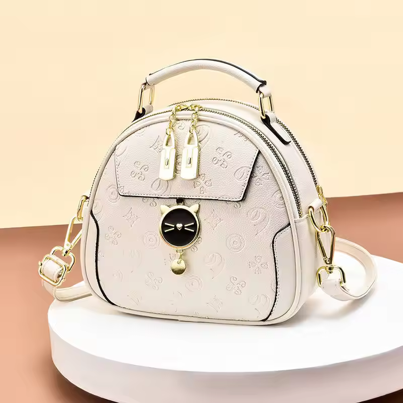 Simple Sequined Cute Small Round Metal Clash Wide Shoulder Strap Crossbody Bag - Image 4