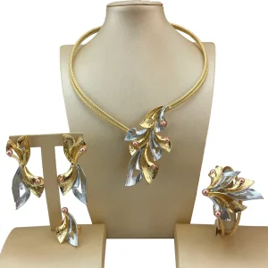 Simple Style Light Weight Colorful Necklace Latest Luxury Jewelry Set