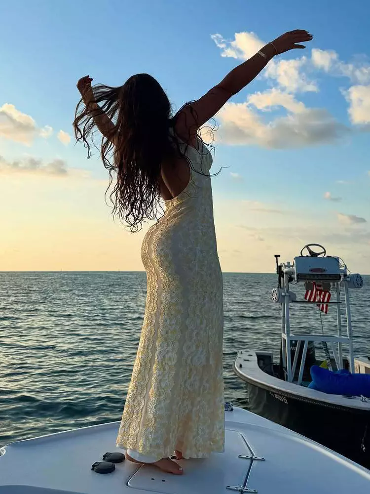 Sleeveless With Deep V-Neck Open Back Lace Maxi Dress - Image 7