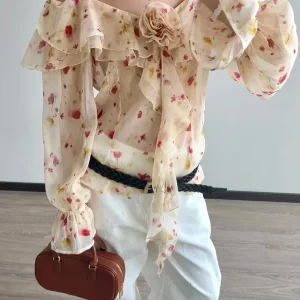 Solid Spliced Ruffles Sleeveless Temperament Mesh Vest Top