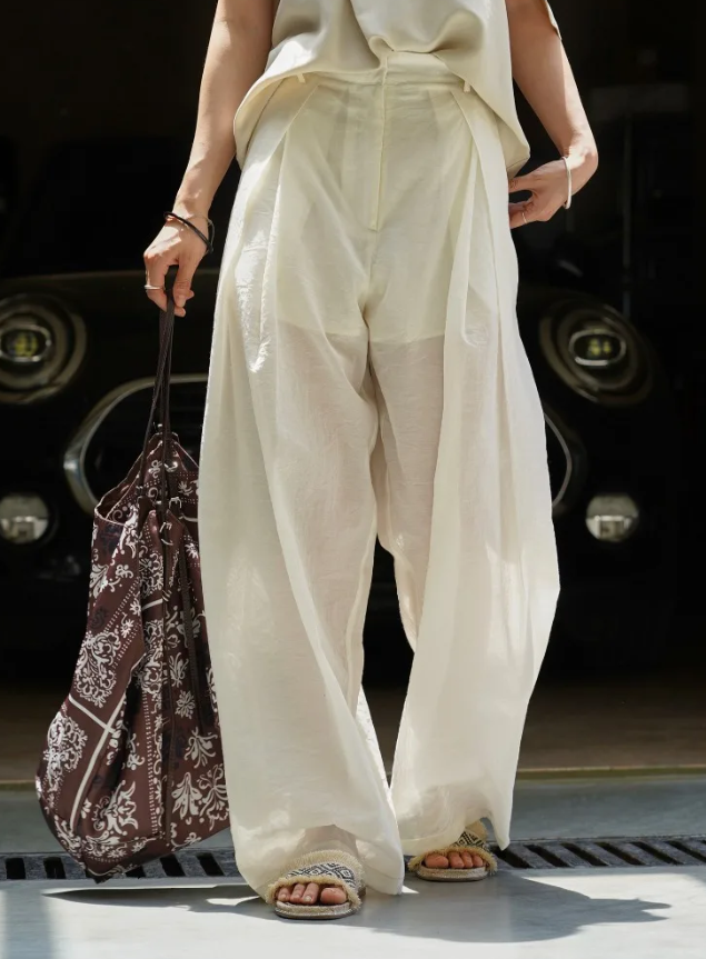 Spliced Fold Folded High Waist Loose Temperament Basics Trousers Pant