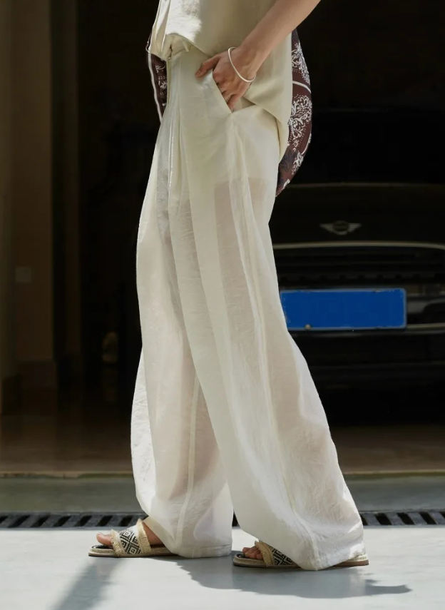 Spliced Fold Folded High Waist Loose Temperament Basics Trousers Pant - Image 2