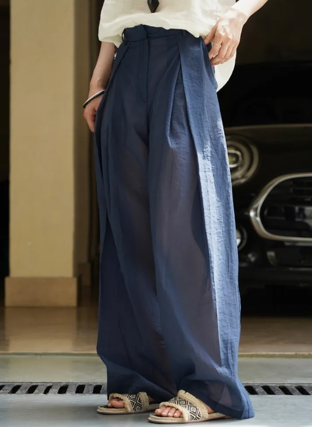 Spliced Fold Folded High Waist Loose Temperament Basics Trousers Pant - Image 4