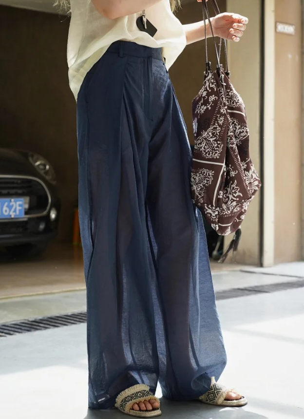 Spliced Fold Folded High Waist Loose Temperament Basics Trousers Pant - Image 5