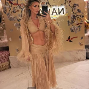 Trend Long Sleeves Tassels Skirt High Street Evening Party Dresses Set