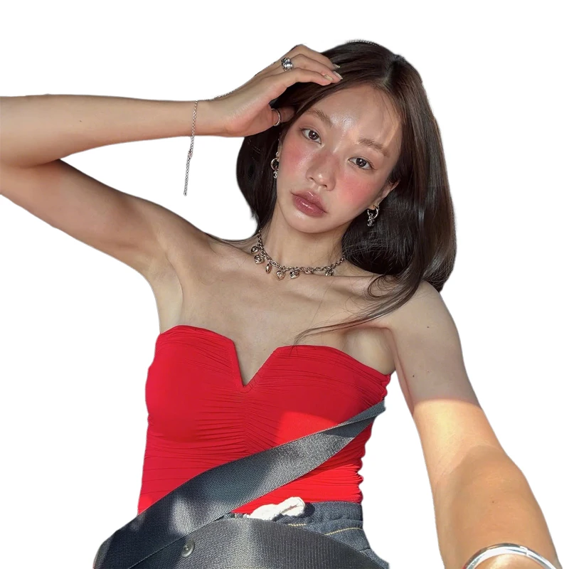 Trend Off Shoulder Backless Skinny Stretch Street Wild Solid Tank Top - Image 2