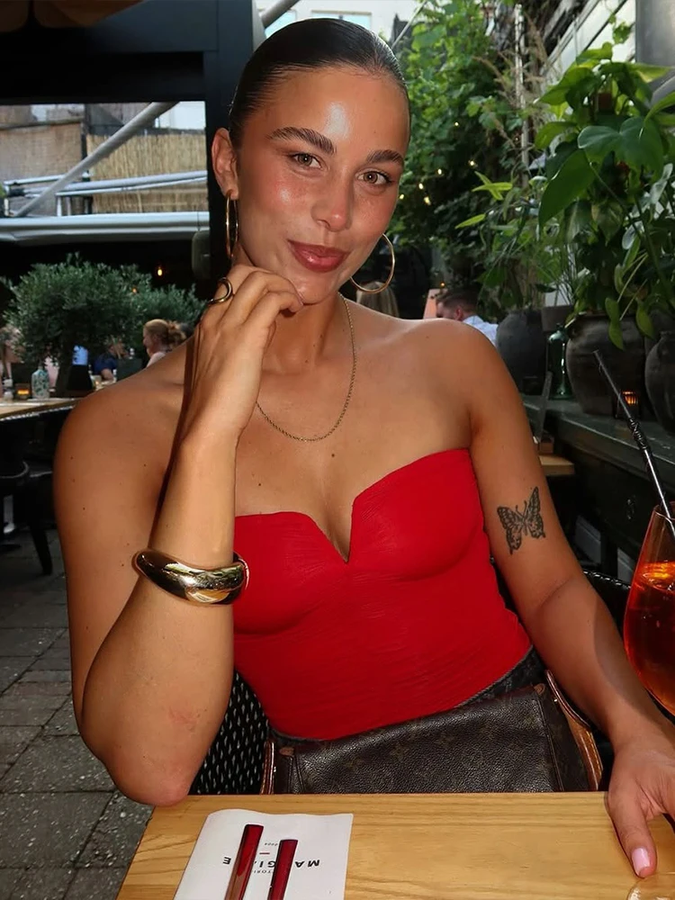 Trend Off Shoulder Backless Skinny Stretch Street Wild Solid Tank Top - Image 6