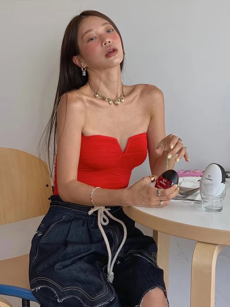 Trend Off Shoulder Backless Skinny Stretch Street Wild Solid Tank Top - Image 7