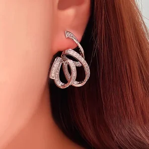 Trendy Copper Alloy Unique Dainty Ribbon Aesthetic Engagement Drop Earrings