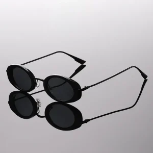 Trendy Retro Metal Round Shades Stylish Design Driving Anti UV Sunglasses