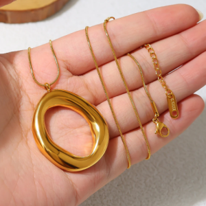 Trendy Snake Bone Chains Stainless Steel Irregular 18K Gold Plated Pendant Necklace