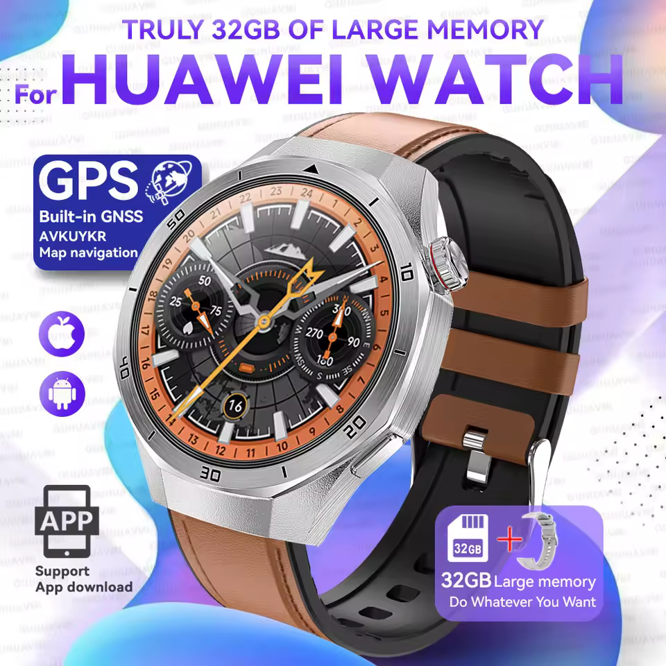 Elegant Video Play GPS APP Download Clock Sports Waterproof Call Earphone GT5 Watch 32GB Memory Bracelet Smartwatch