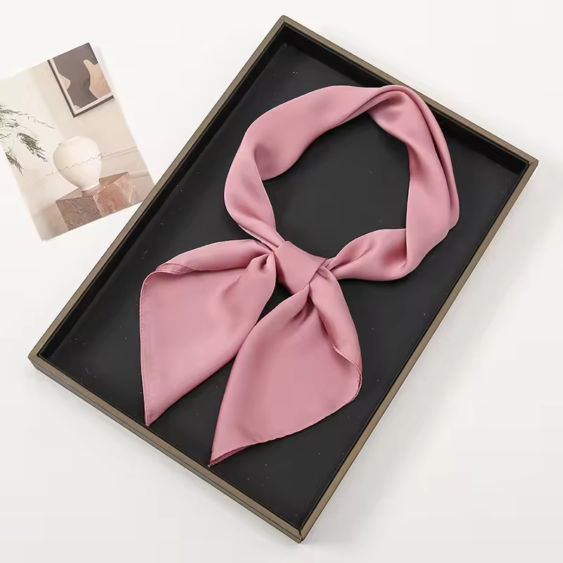 Turban Handkerchief Solid Color Matte Silk Hair Wraps Thin Plain 70*70cm Small Size Satin Square Scarf